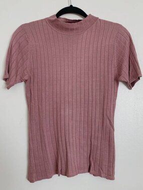 Light Pink Vintage Spenser Jeremy Silk Blend Ribbed Shirt S